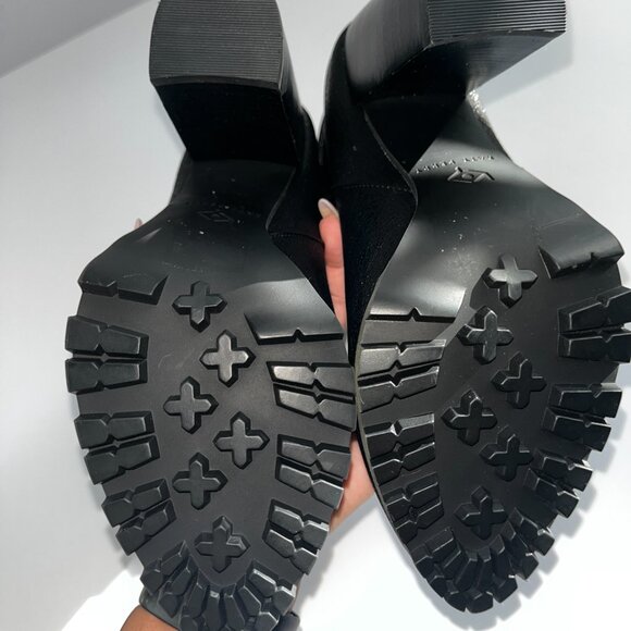 Katy Perry Black Textured High Heel Calf Slouchy Boots 8M - Picture 2 of 5